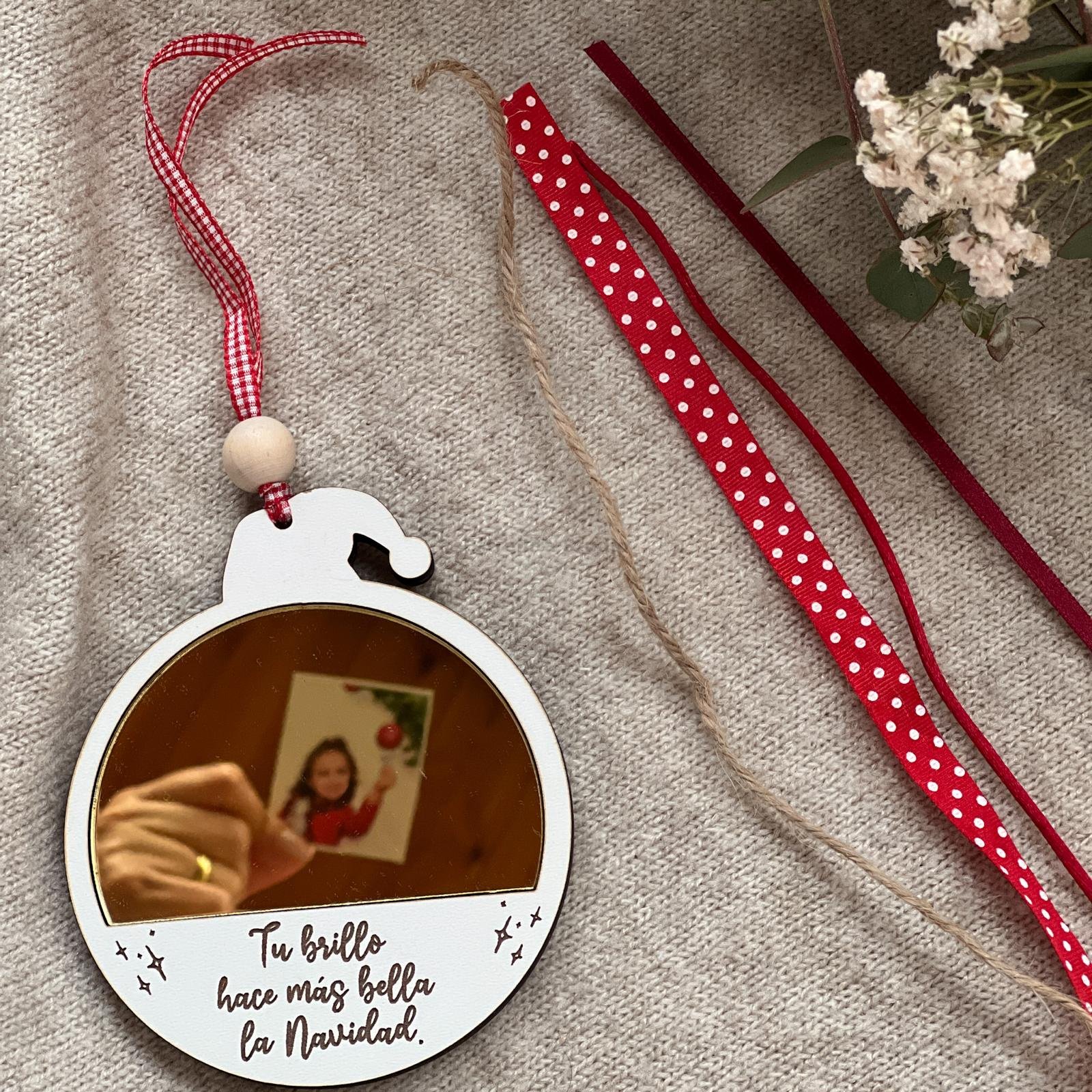 Bola de Madera Personalizada con Espejo Dorado