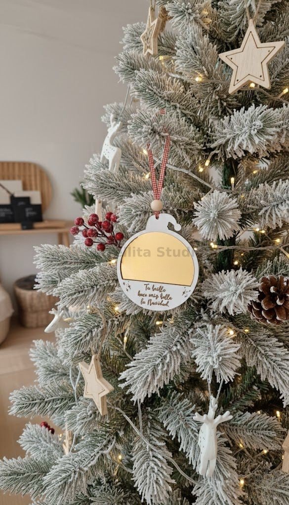 Bola de Madera Personalizada con Espejo Dorado